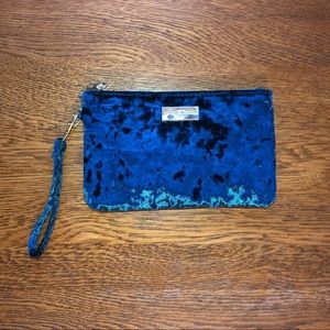 NWOT Velvet blue clutch w/ phone charger